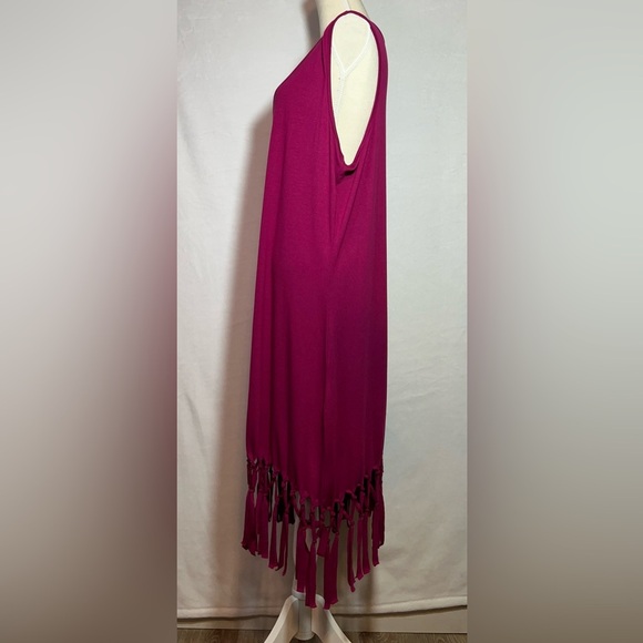 Pinziko NWOT Swimsuit Coverup Women’s Size 3XL Pink Fringe Hem - Picture 3 of 8